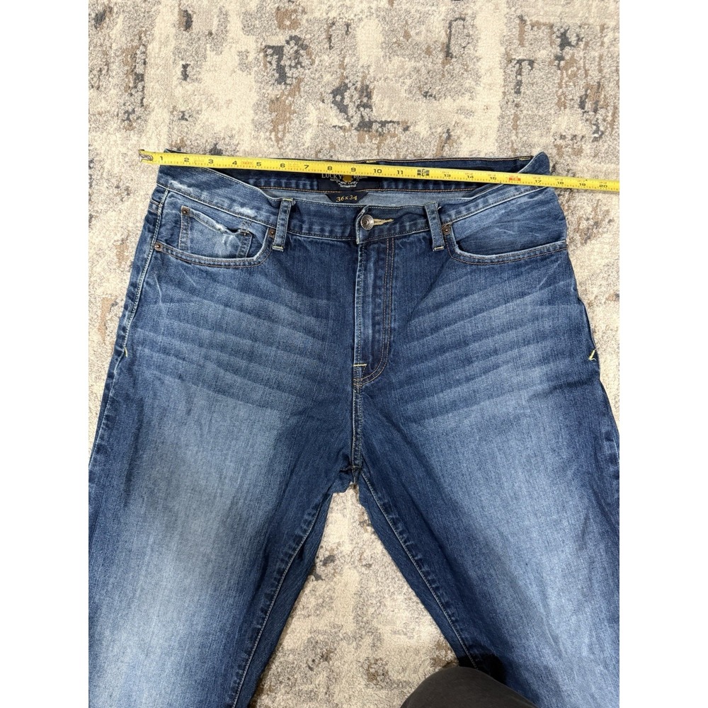 Lucky Brand 329 Jeans Mens 36x34 Classic Straight Stretch Dark Wash Zip Fly - Picture 9 of 16